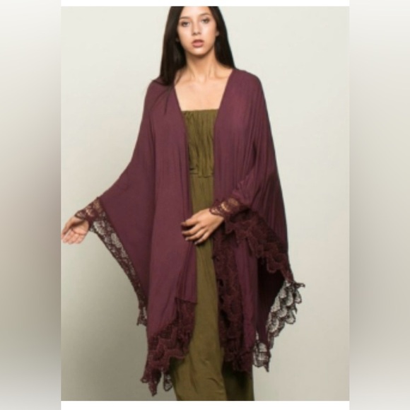 Women’s POL Burgundy Washed Shawl Cardigan NEW - Picture 2 of 6